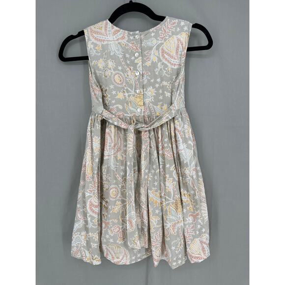 Roberta Roller Rabbit Dress Girls 10 Gray Floral Pink Gold Boho Bohemian Cotton - Picture 3 of 6